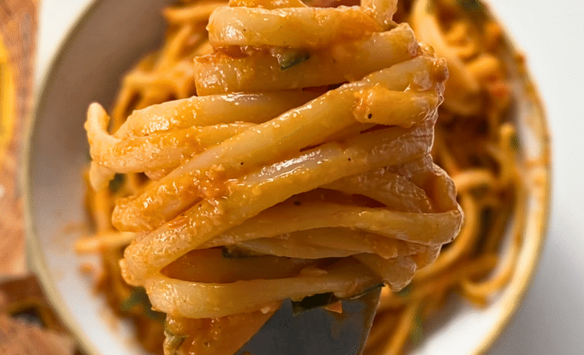 Creamy Pasta με ψητά ντοματίνια & Ταλαγάνι Αποστόλου