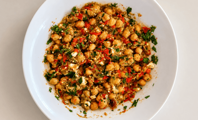 Roasted Eggplant & Chickpea Salad (Σαλάτα με ψητή μελιτζάνα & ρεβίθια)
