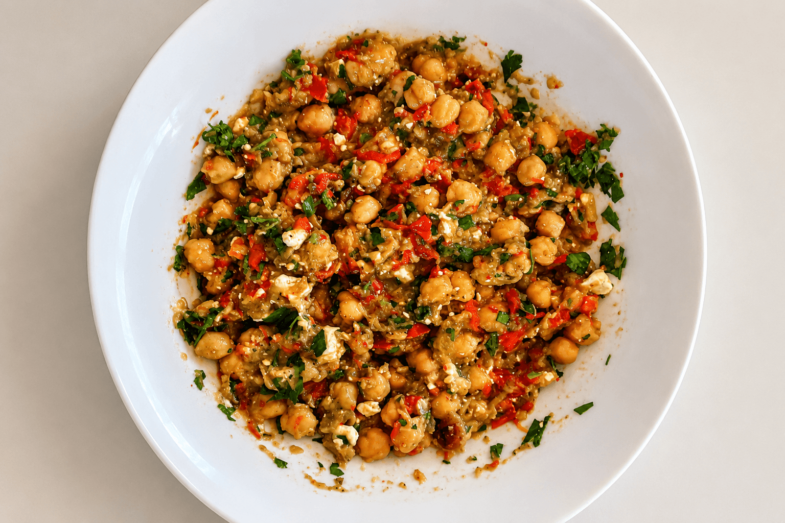 Roasted Eggplant & Chickpea Salad (Σαλάτα με ψητή μελιτζάνα & ρεβίθια)